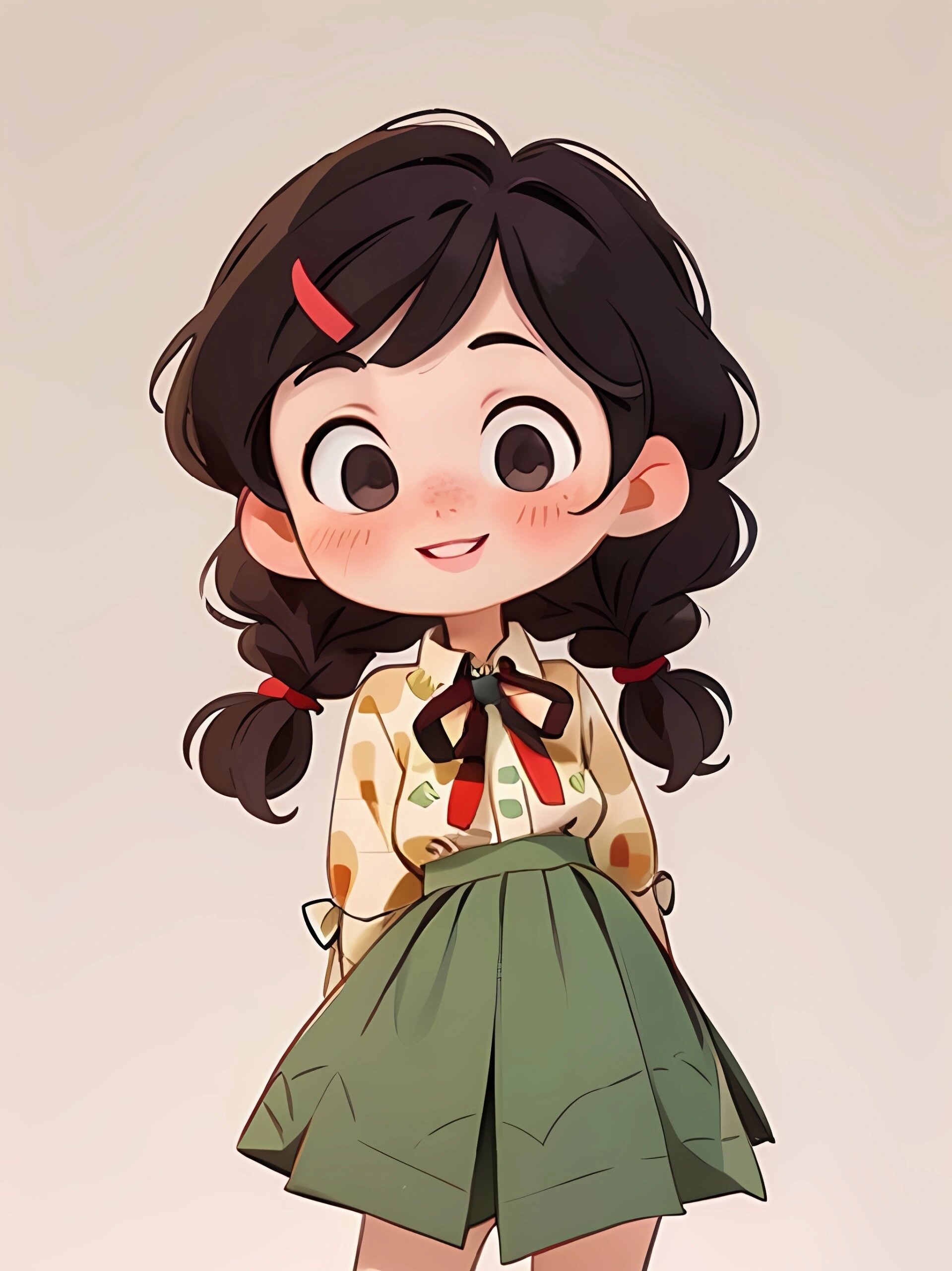 双麻花辫小女孩