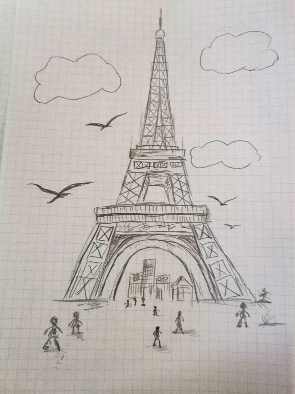 巴黎铁塔简笔画手绘图片