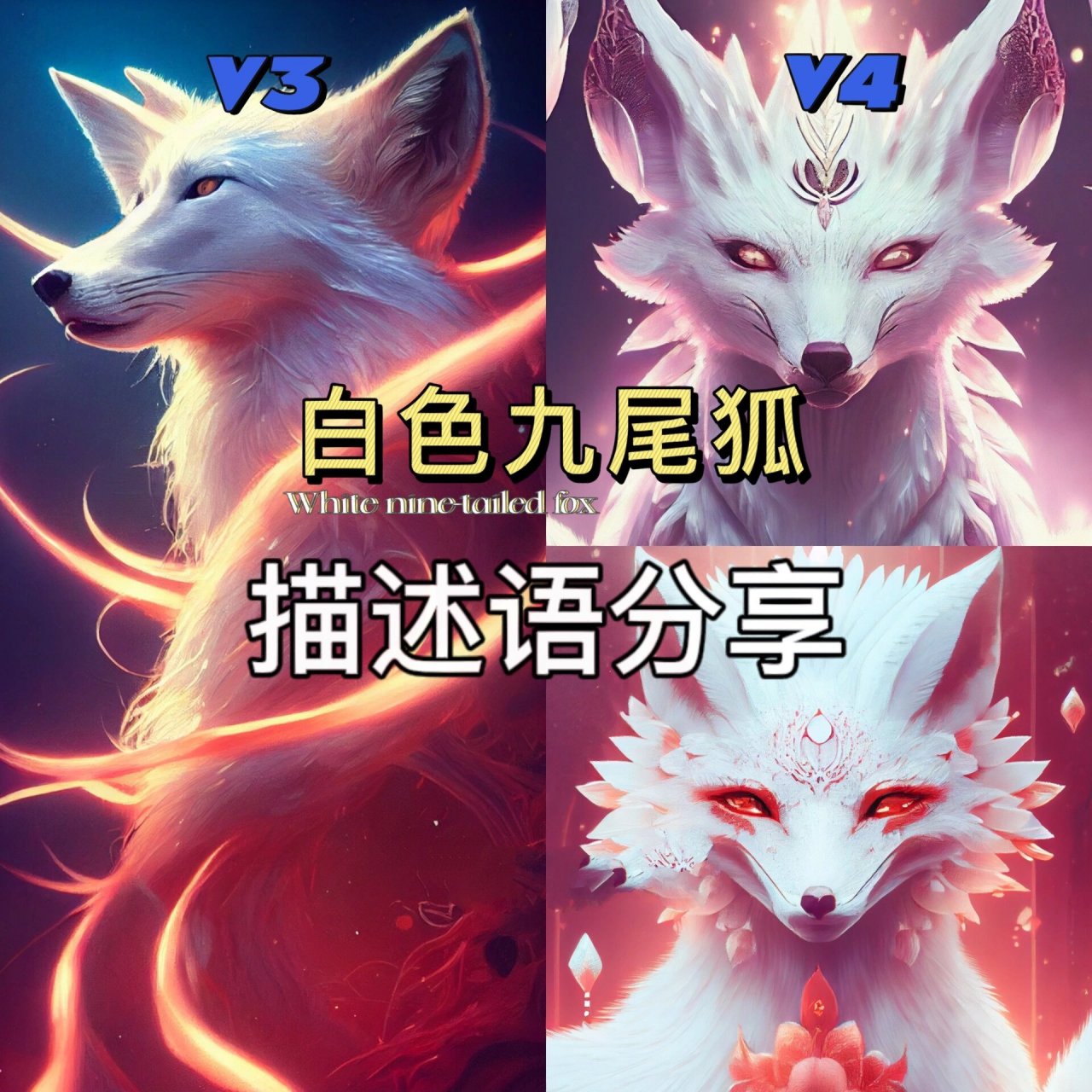 自从v4更新后拿以前的词刷了一遍,这组白色九尾狐变成了花狐 描述语