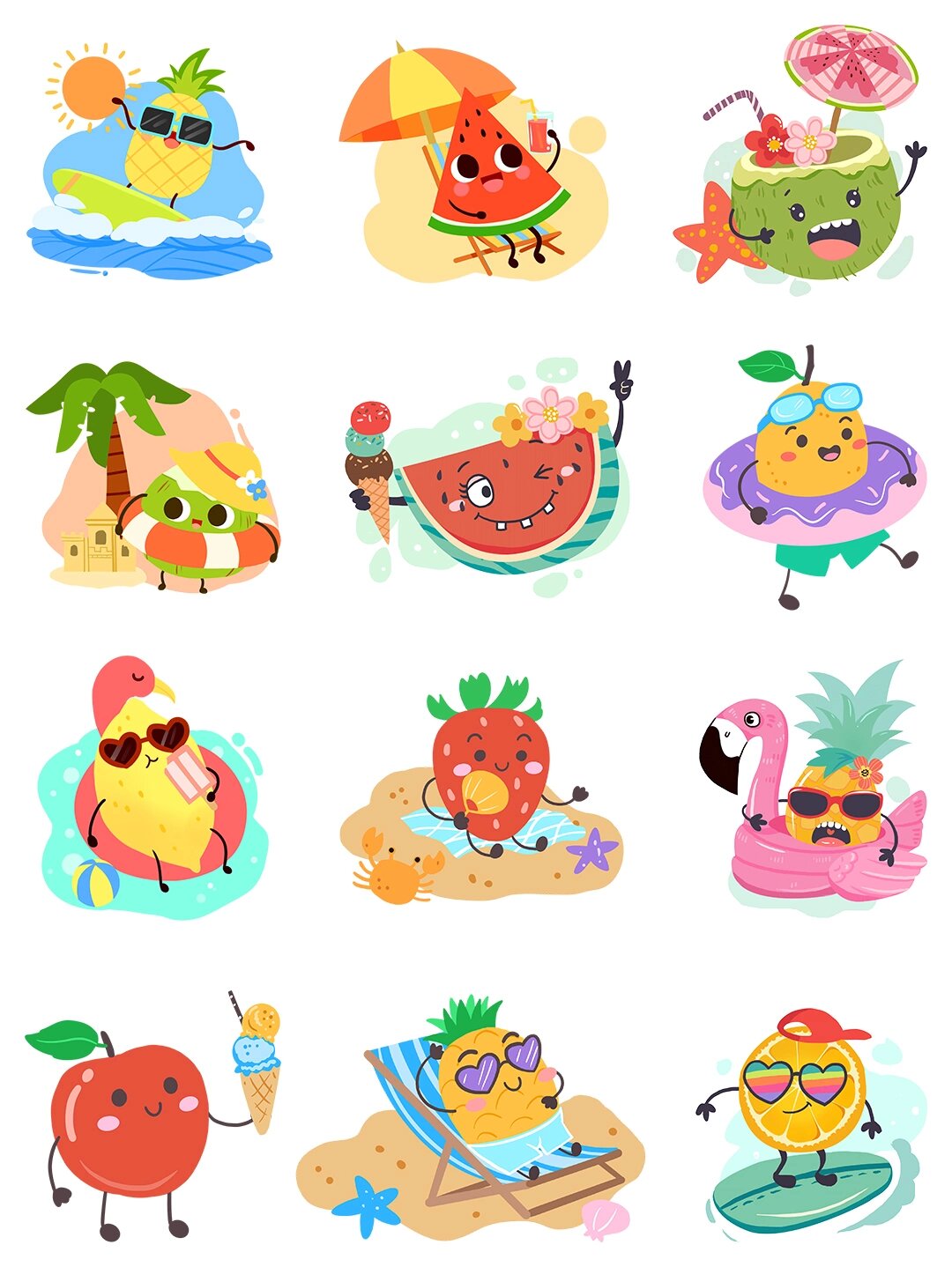 卡通素材—水果拟人免抠png设计素材必备