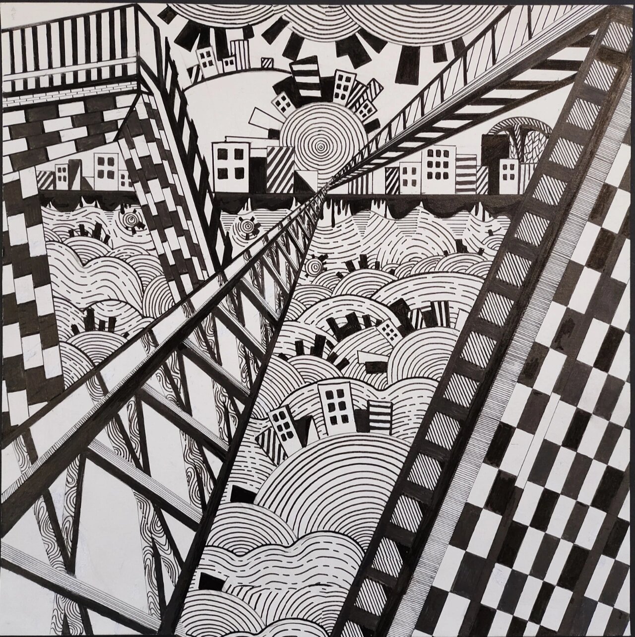 黑白装饰画 第一张《点线面构成》 第二张《特异构成》