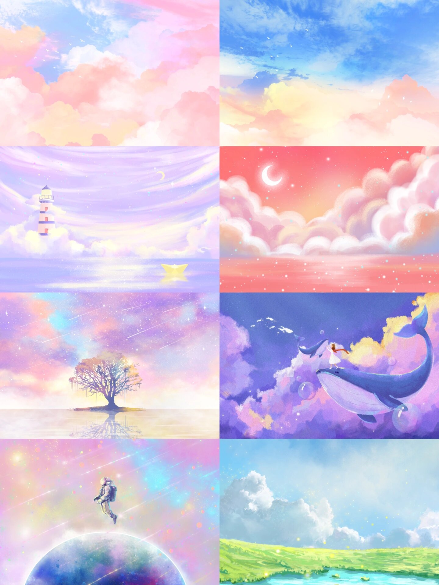 唯美🟥背景插画免抠素材