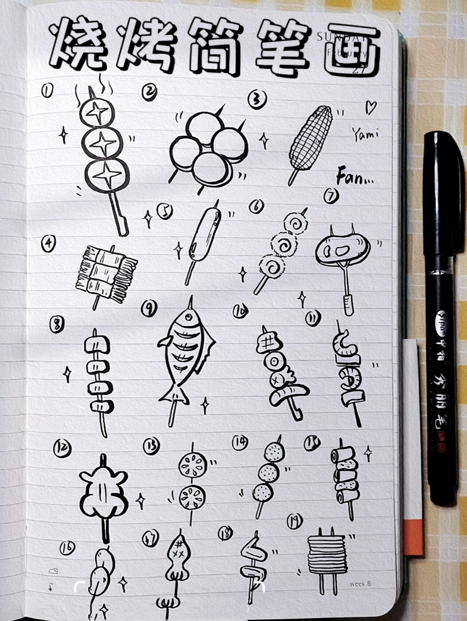 今日简笔画(45)98‖烧烤96简笔画 hi.