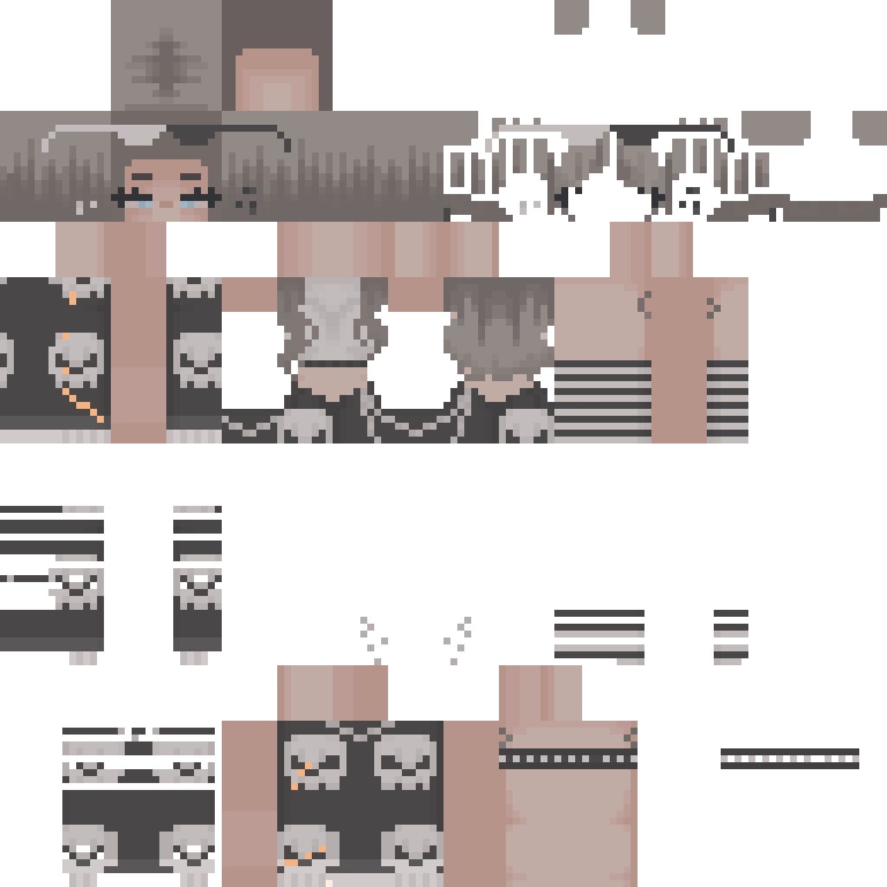 几种mc萌妹皮肤展开图