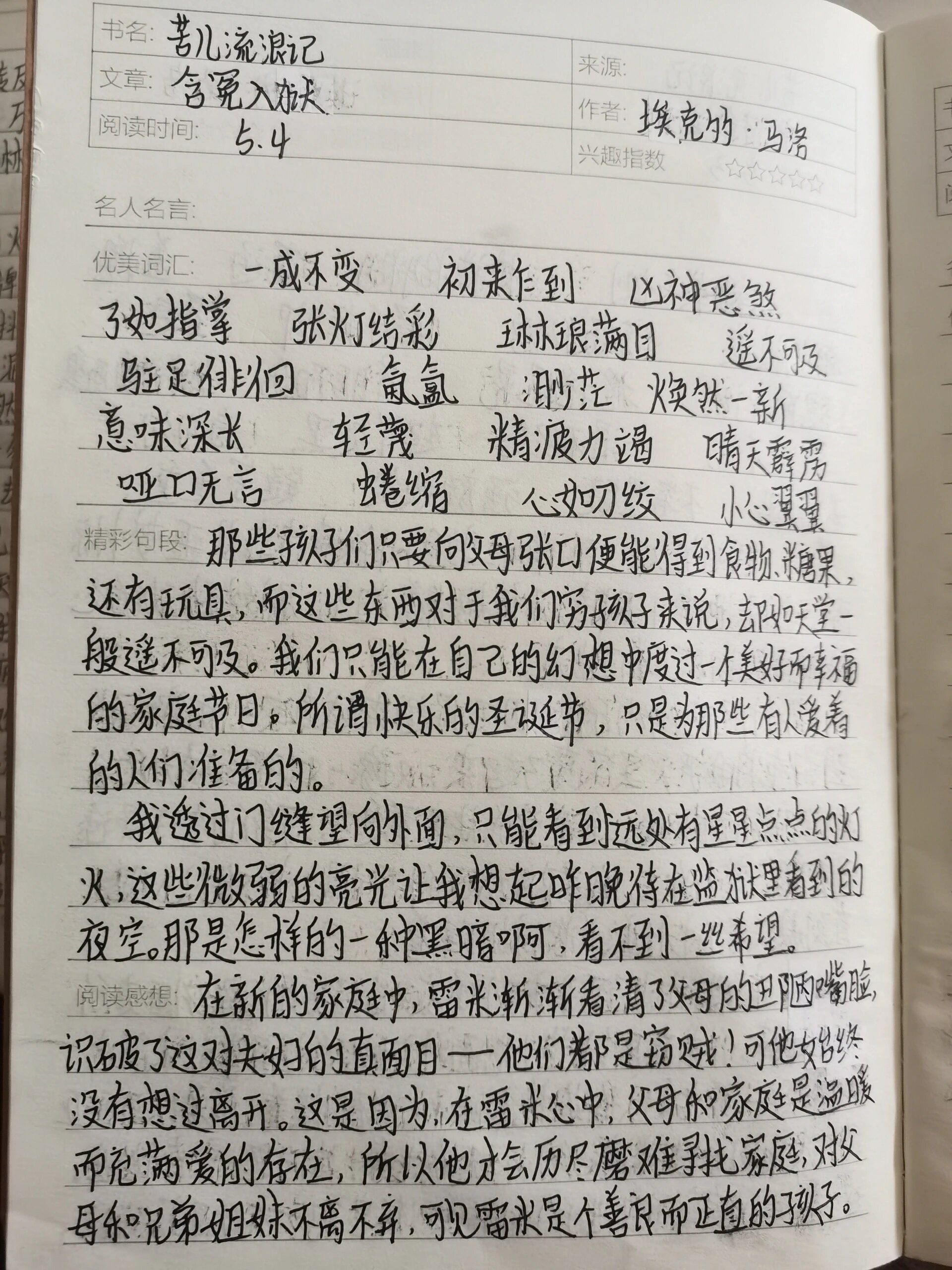 苦儿流浪记读书笔记第十六章到第十九章 完结