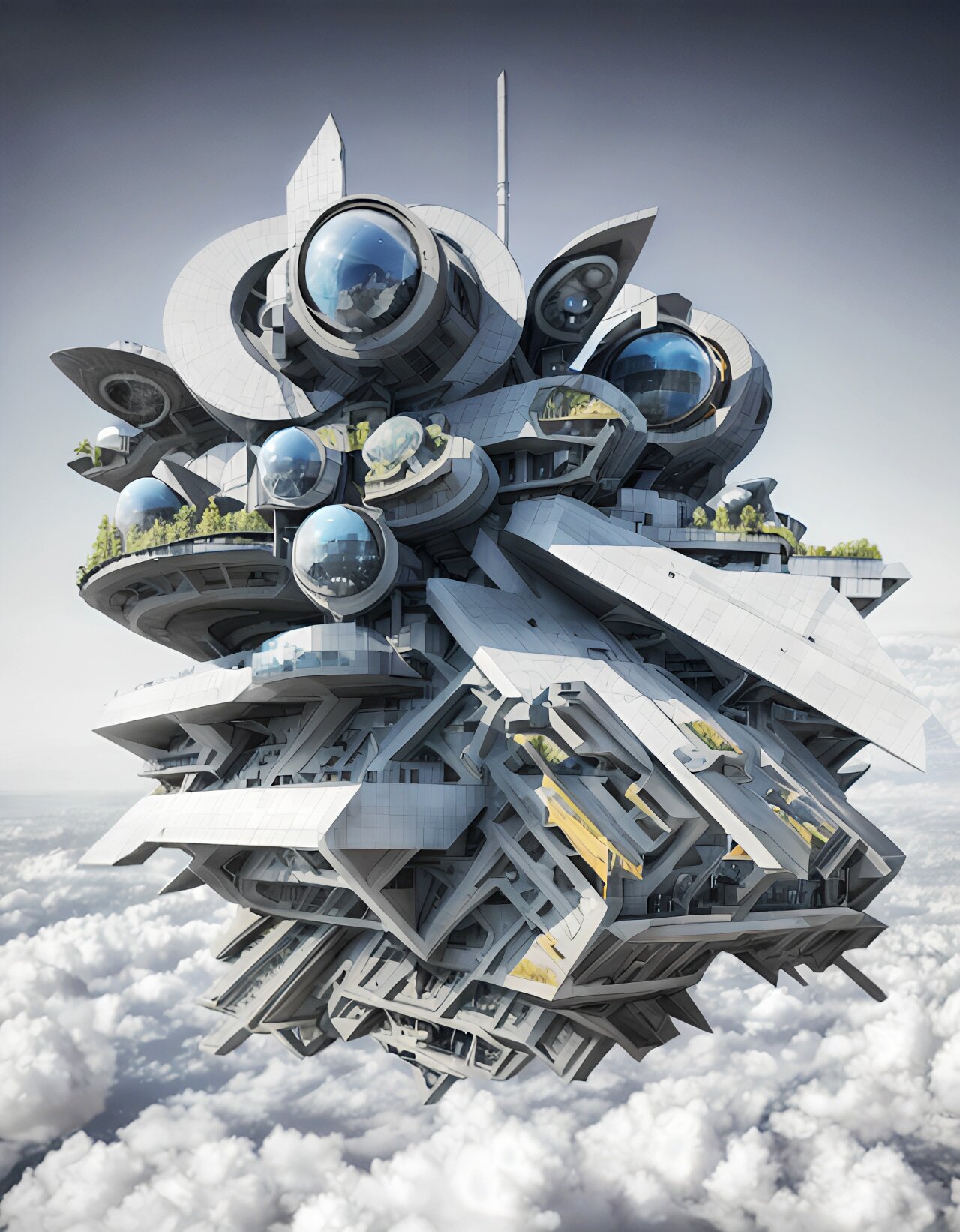 2019年我画了一副非常复杂的《太空站》线描,今天用   产生出