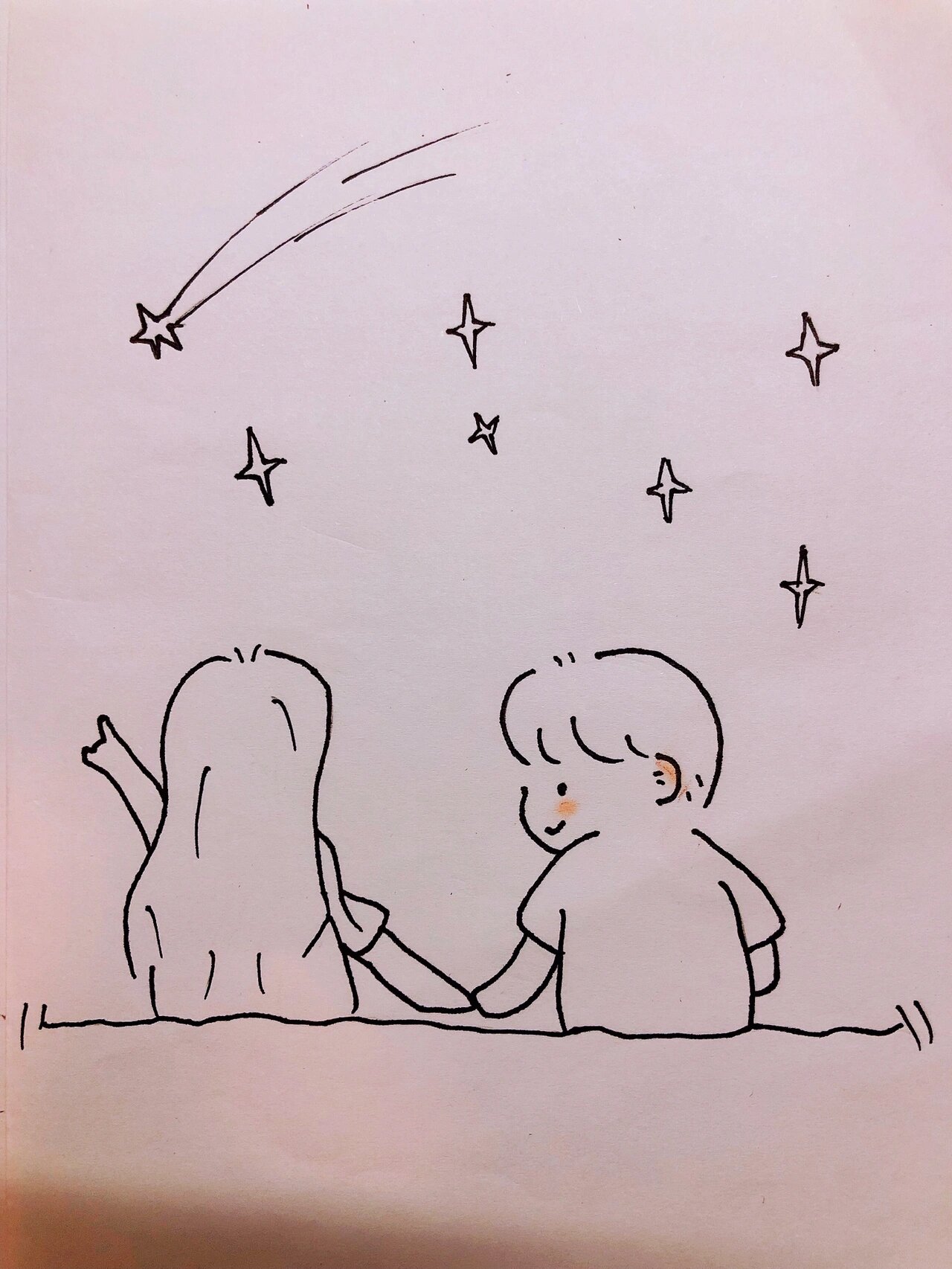 情侣简笔画:你在看风景 而我在看你☺️
