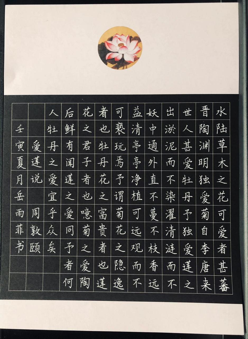 硬笔书法作品|《爱莲说》(规范字版) 找到了和《爱莲说》非常配的作品