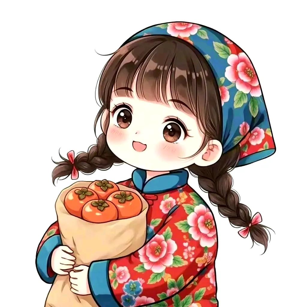 卡通2025最火村姑头像贴心小棉袄卡通图片农村新媳妇卡通村姑动画图片