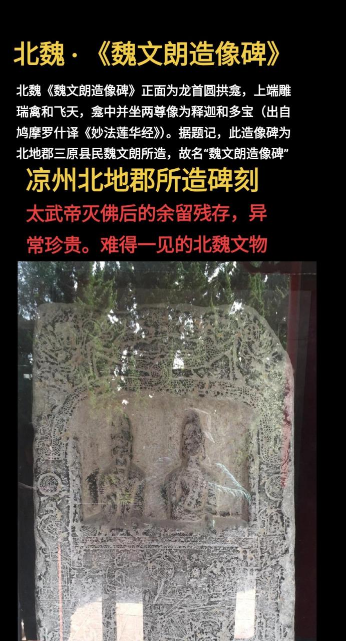 北魏 《魏文朗造像碑》,凉州北地郡所造的碑刻.