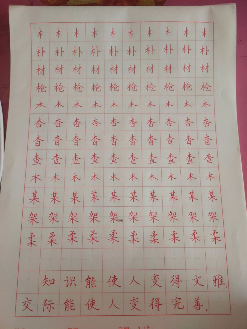 打卡六十九天    木字旁,木字头,木字底