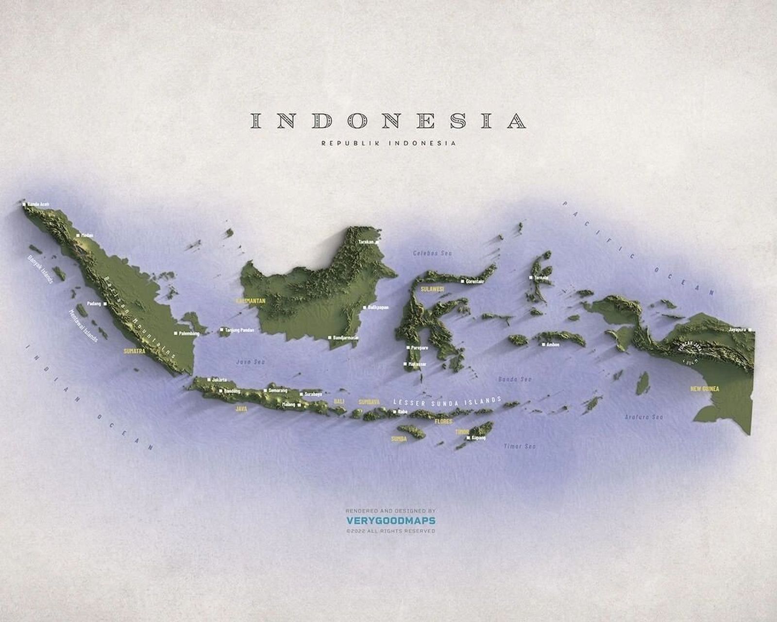 印度尼西亚地形地貌图