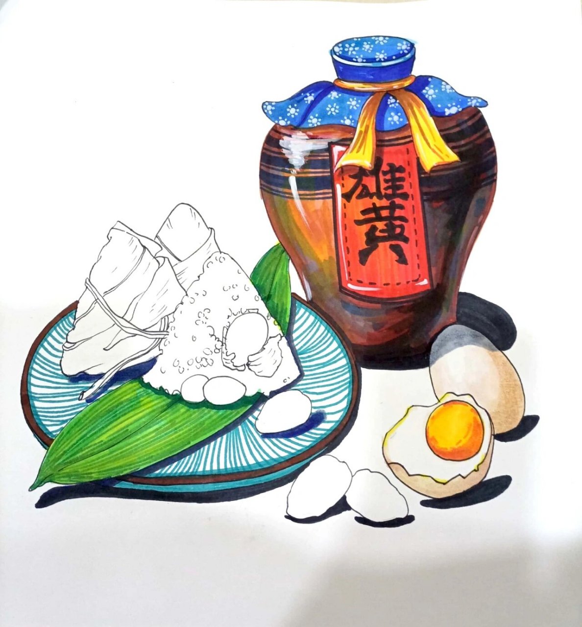 创意绘画——端午时节粽飘香 绘画主题:《端午时节粽飘香》 适合年龄