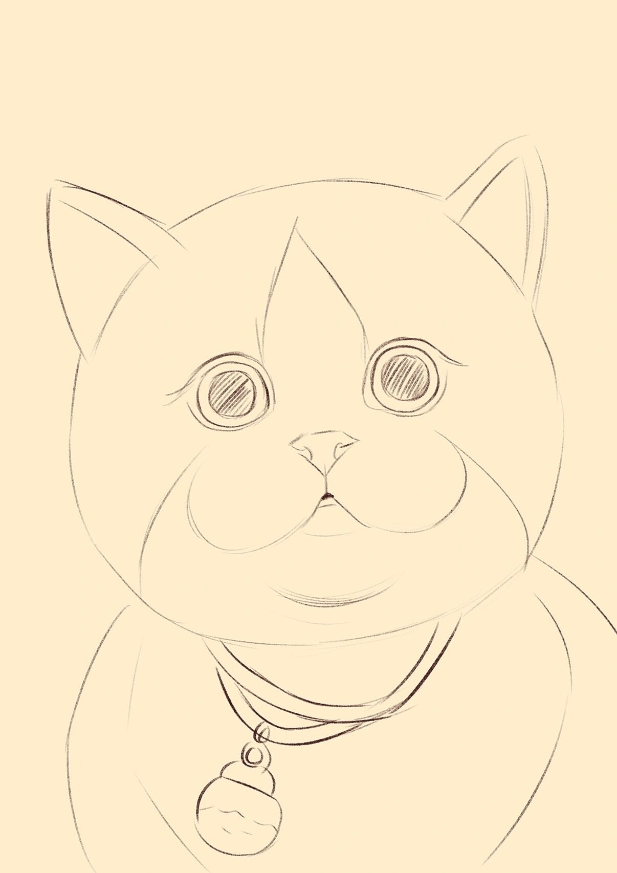 宠物蓝白英短萌猫咪半写实绘画过程 超级可爱的蓝白相间英短萌猫,太