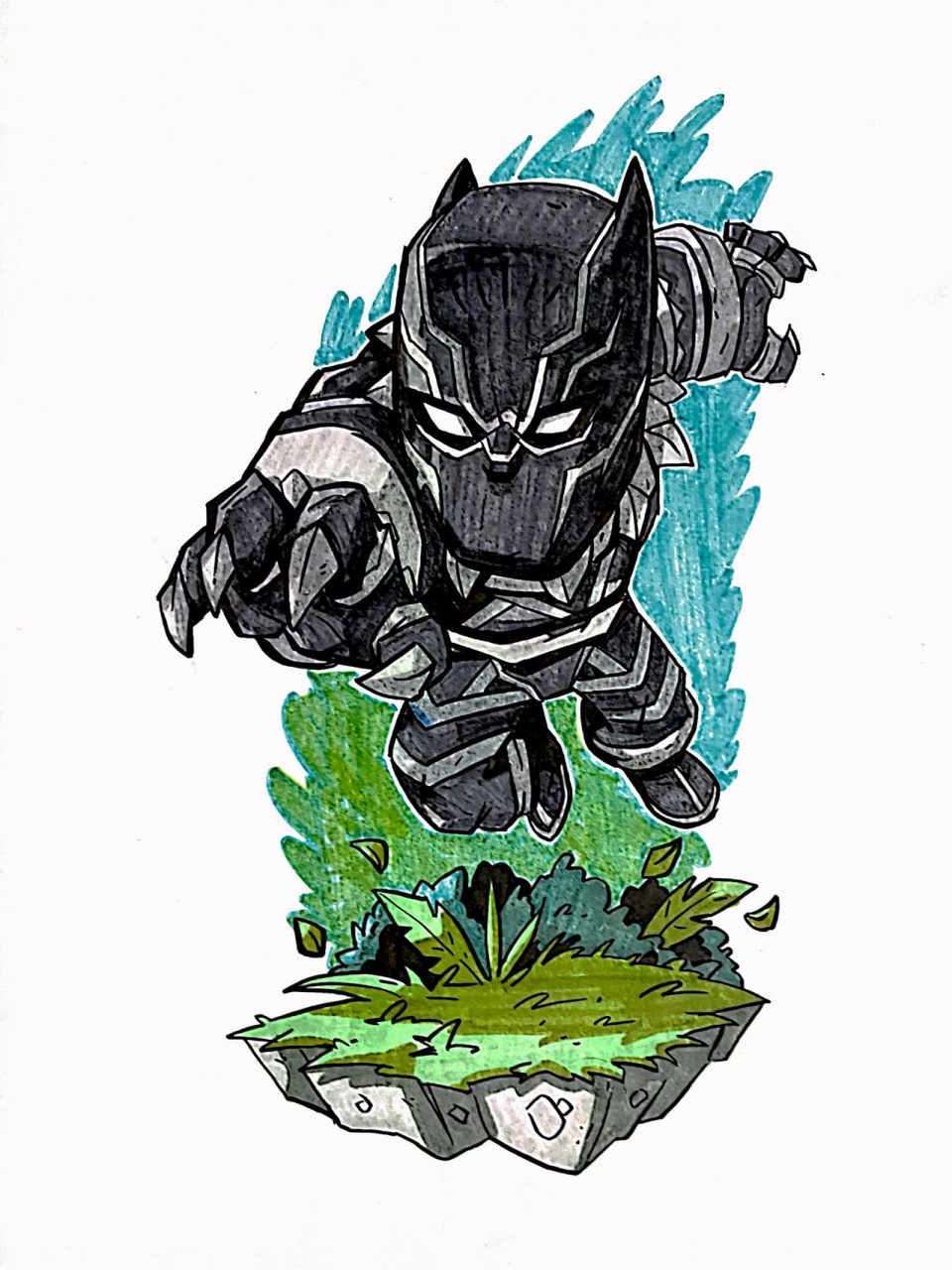 马克笔手绘/黑豹 附步骤图 好多中间步骤都省略了 注意观察灰色之间的