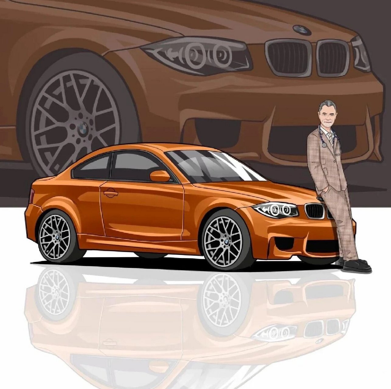 更新这组手绘汽车漫画专属头像,根据汽车照片与人物照片结合在移痧