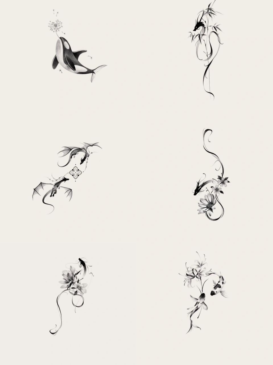 tattoo丨纹身手稿丨水墨纹身丨黑白纹身