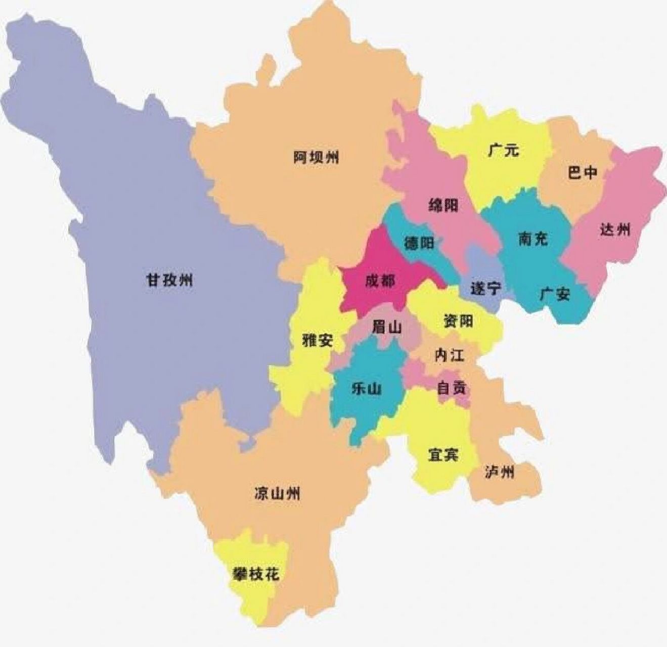 四川省地图各地区图片