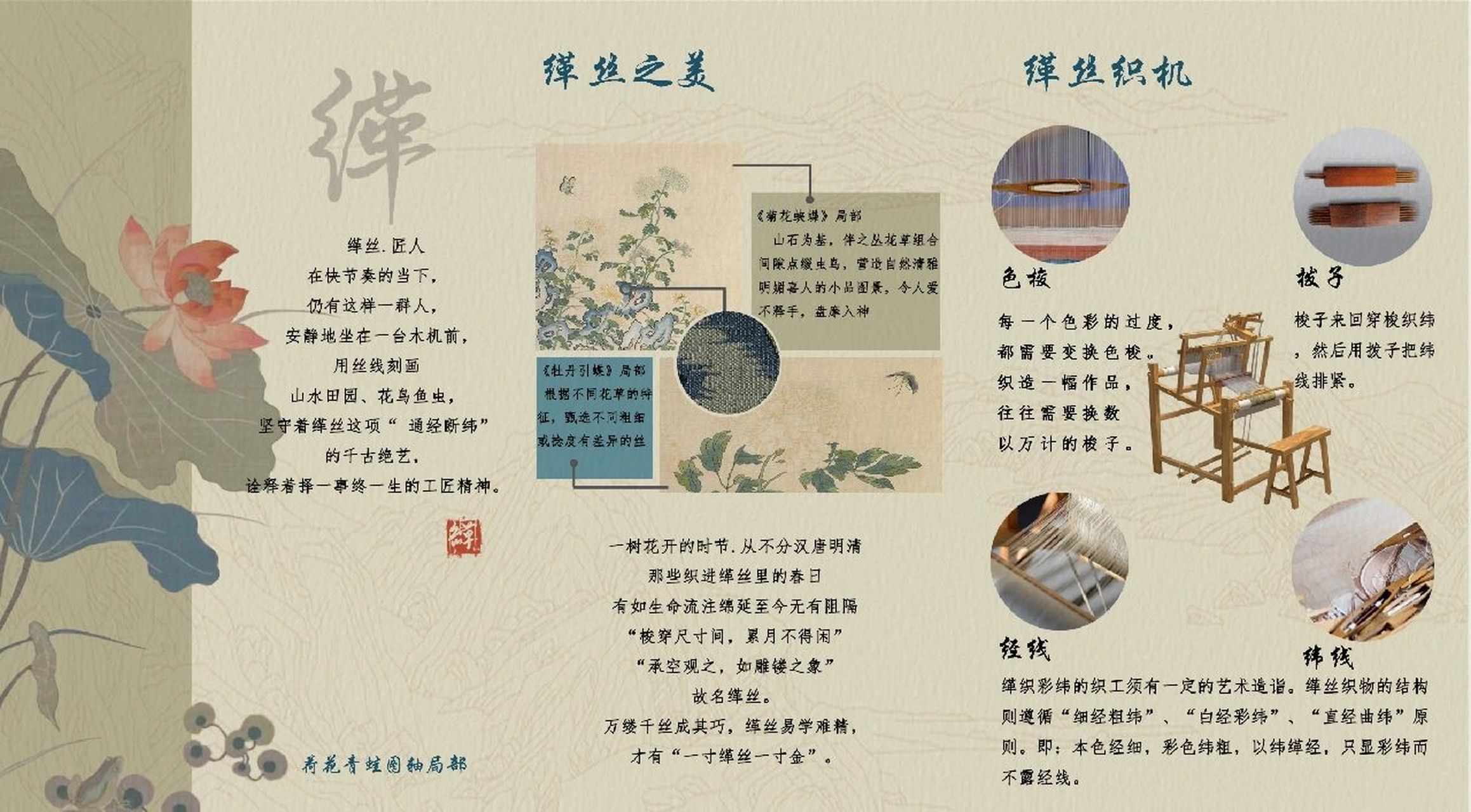 三折页宣传册 非遗緙丝,传承优秀传统文化,一寸緙丝一寸金,每一幅作品