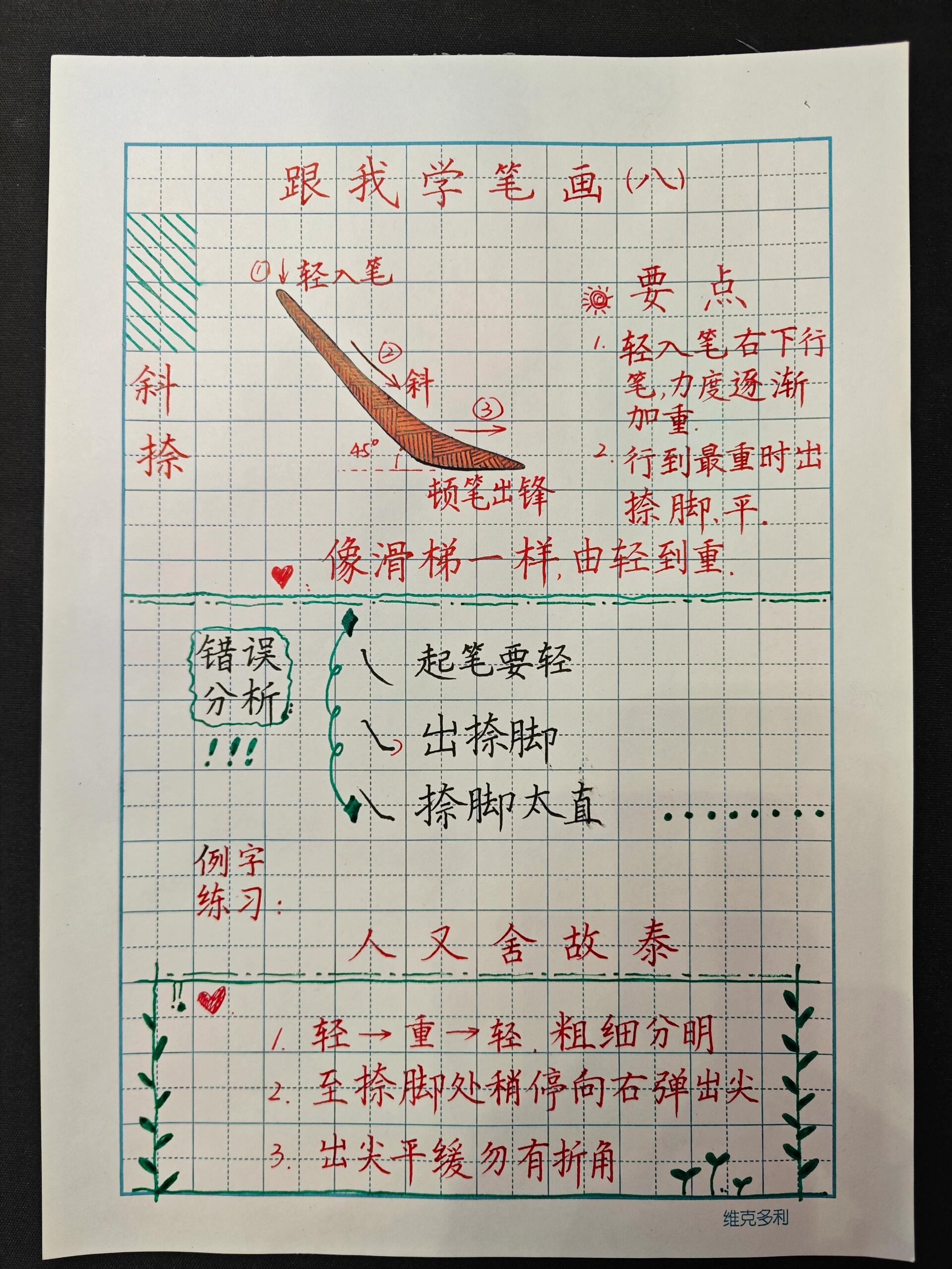 斜捺笔画图片