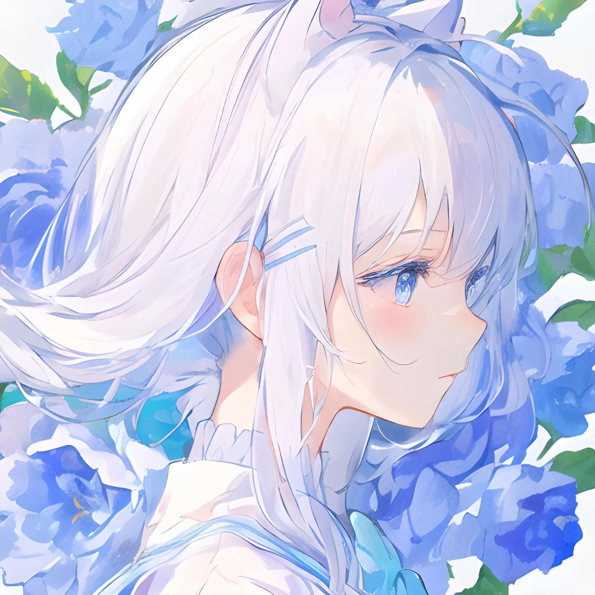 恬静,恍若晨曦|蓝色系女生头像 暖春樱花季