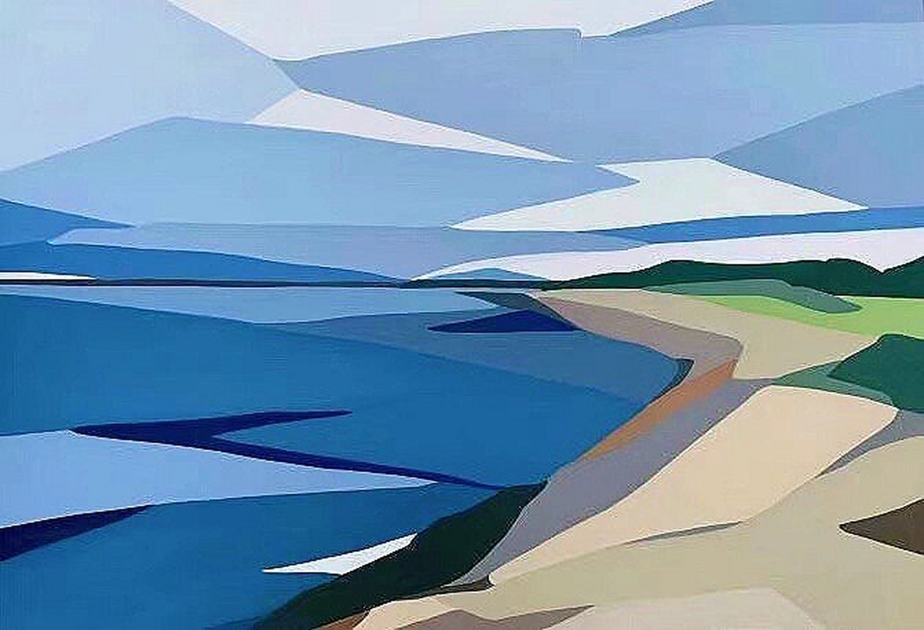 简易抽线风景画 马萨葡萄园岛·简约抽象风景画 美国马萨诸塞州的艺术