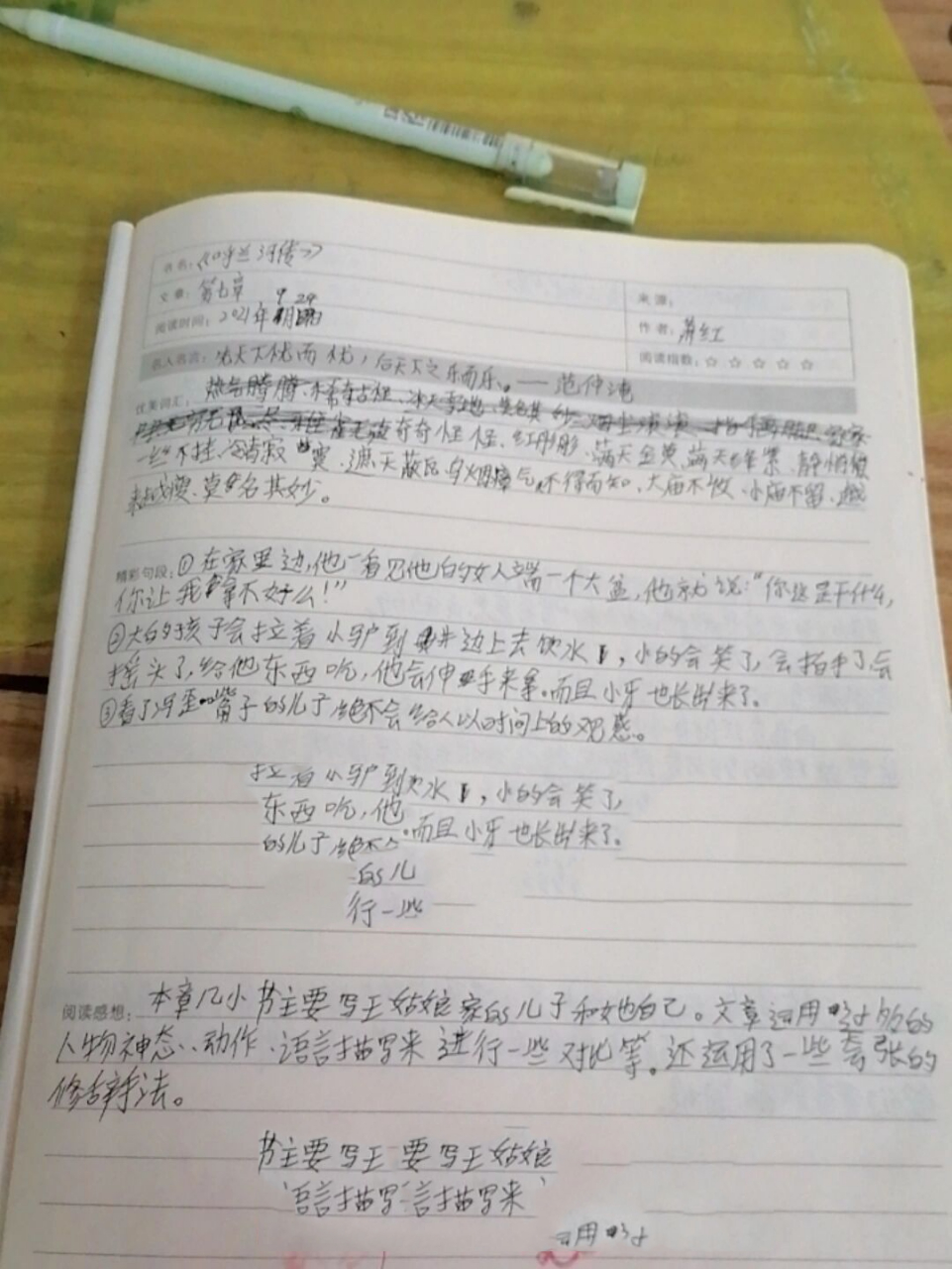 《呼兰河传》读书笔记