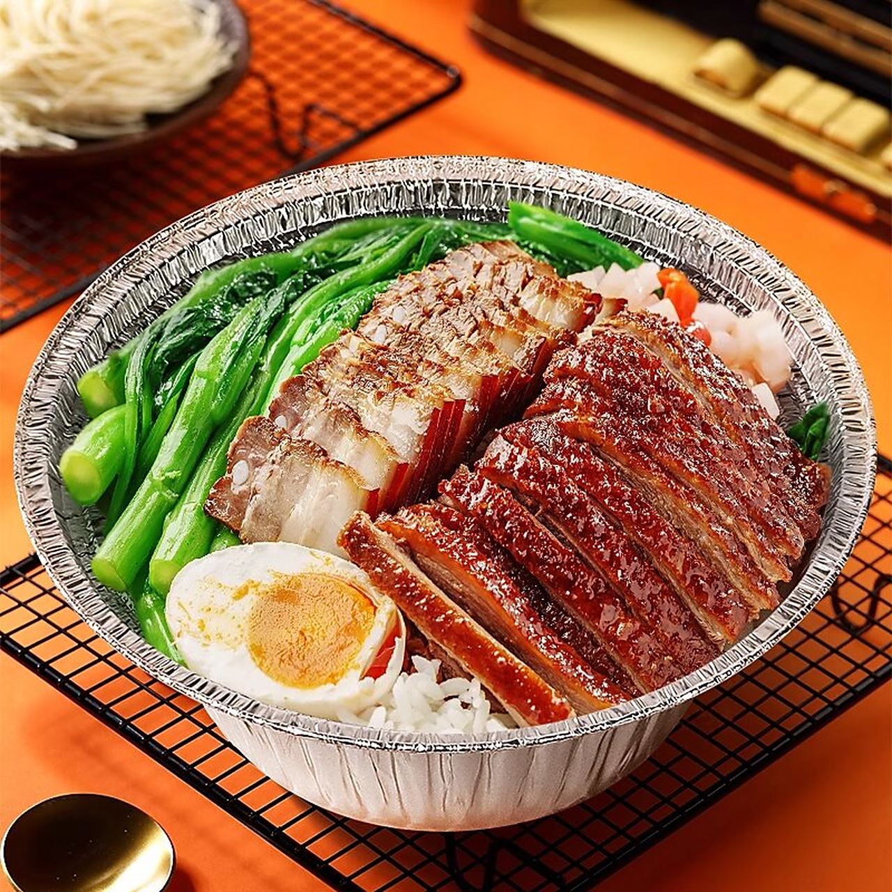 锡纸圆碗打包盒煲仔饭花甲粉丝卤肉饭保温 一次性环保餐盒 锡纸外卖煲