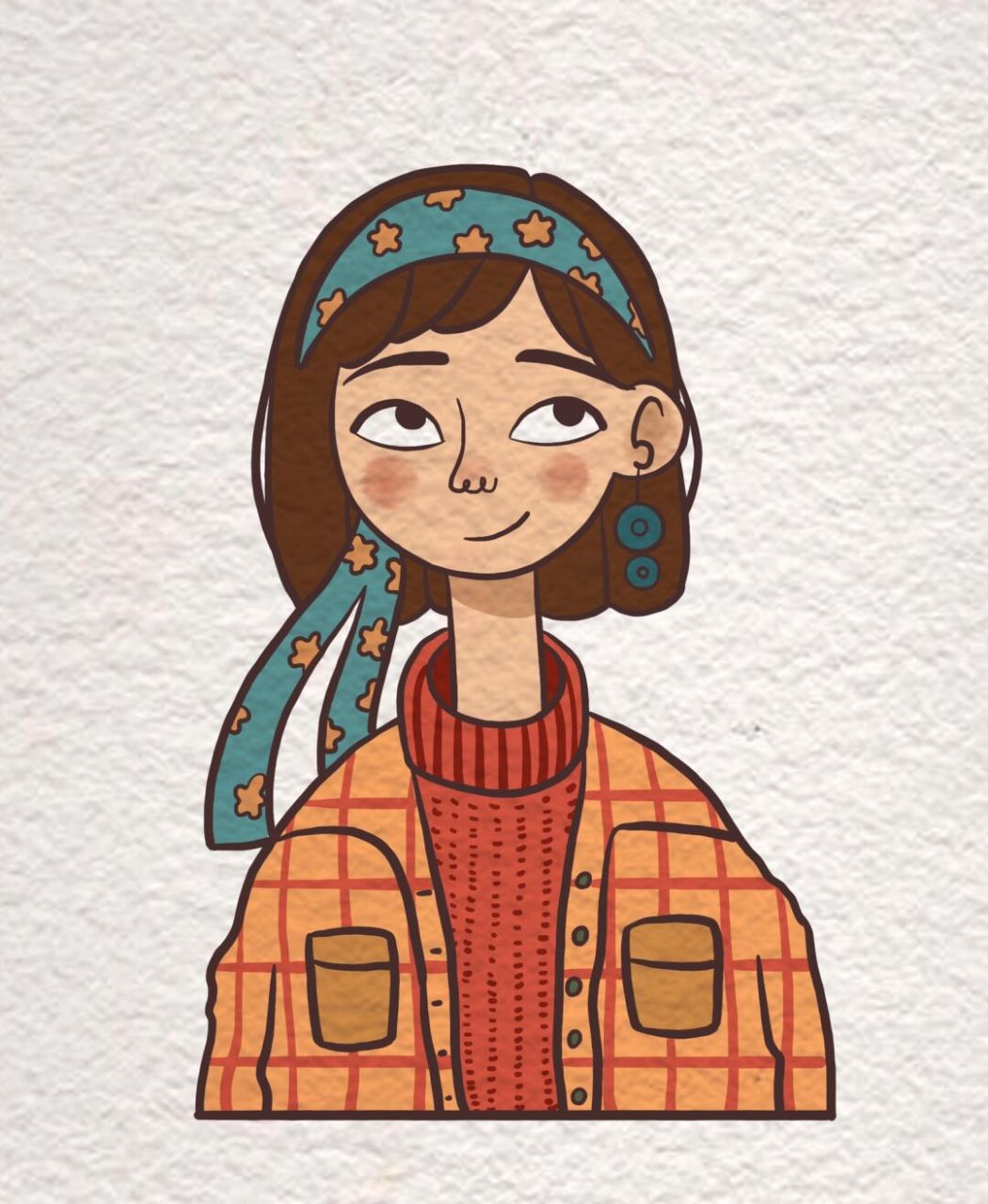 简笔画|美少女自画像 这种人物步骤比较简单,大家可以先用铅笔起稿,再