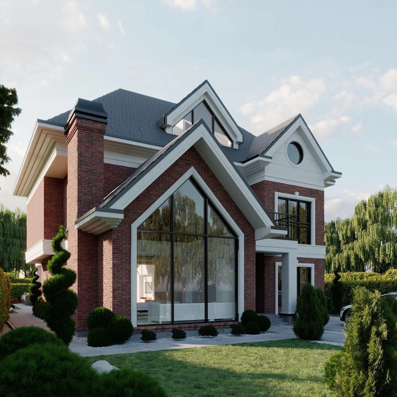 93此生一宅设计·绝美红砖坡屋顶乡村别墅 7815-如需建房设计`