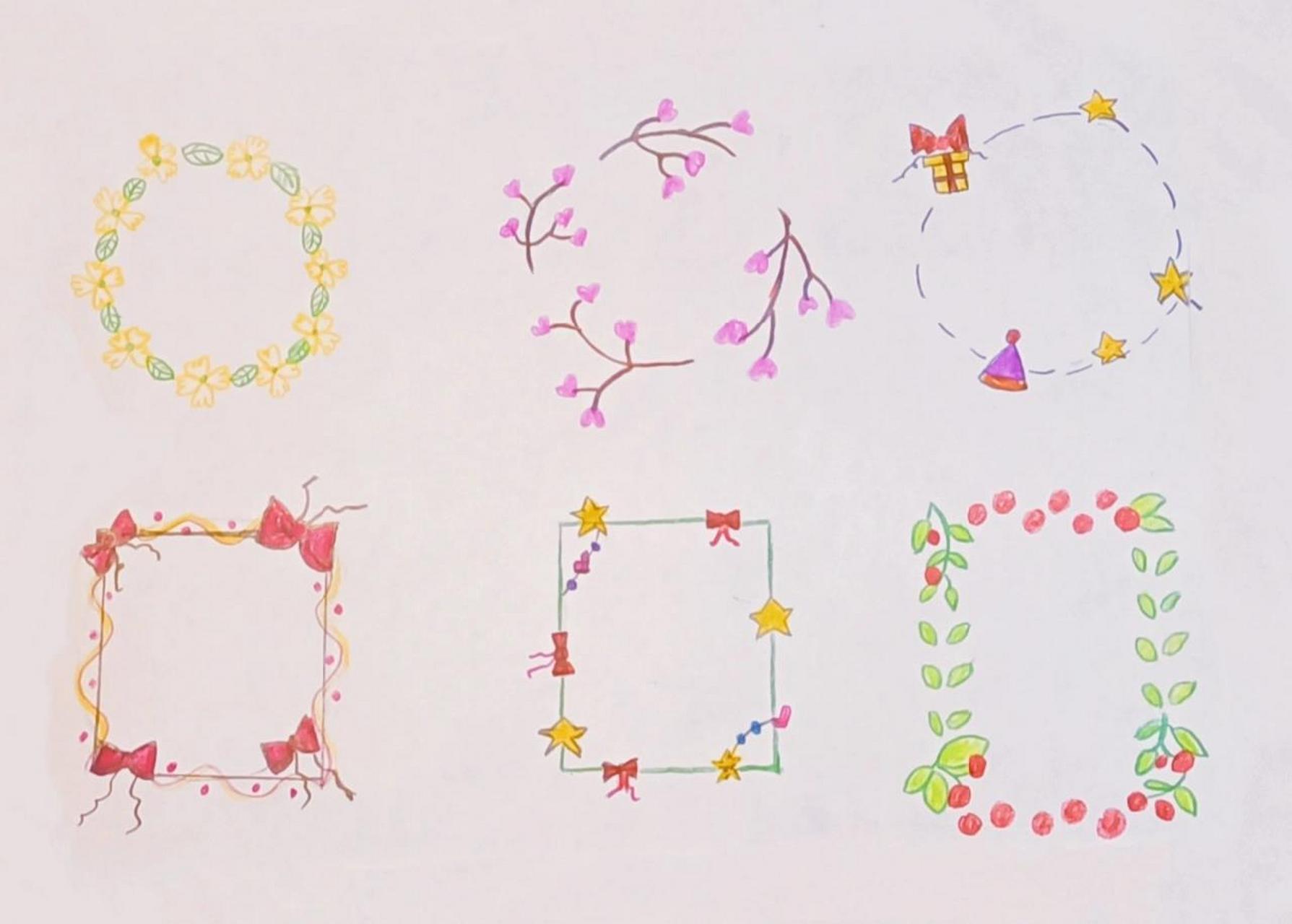 96简单又可爱的花边边框~ 零基础也能画的好开心～ 可以做手账,画手