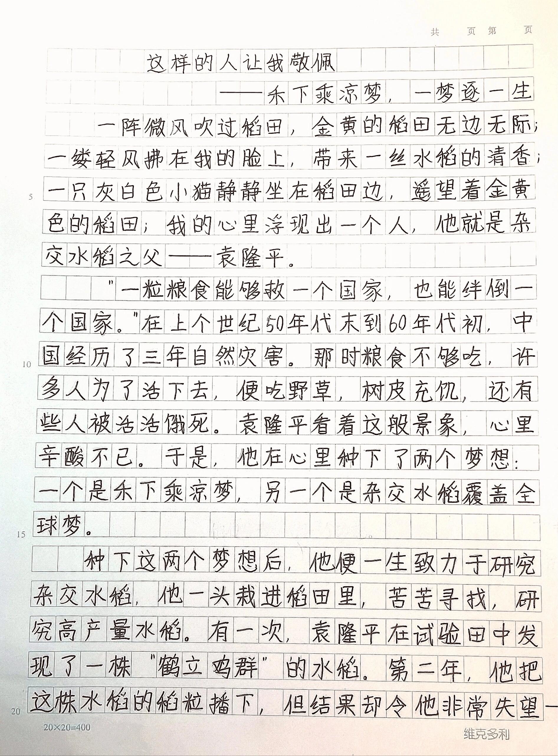 99这样的人让我敬佩作文78丨袁隆平爷爷