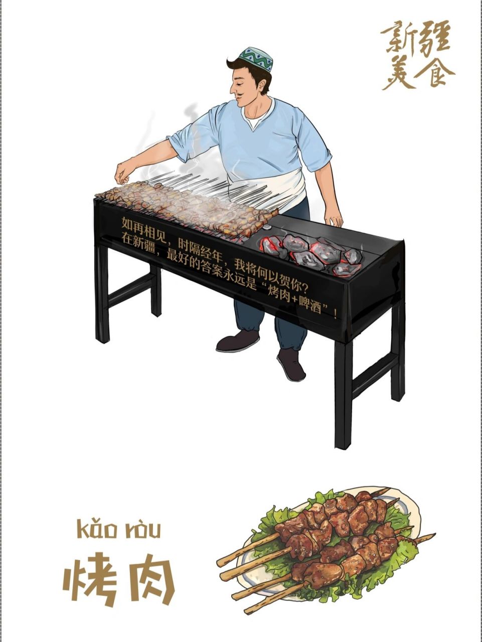 新疆小吃羊肉串简笔画图片