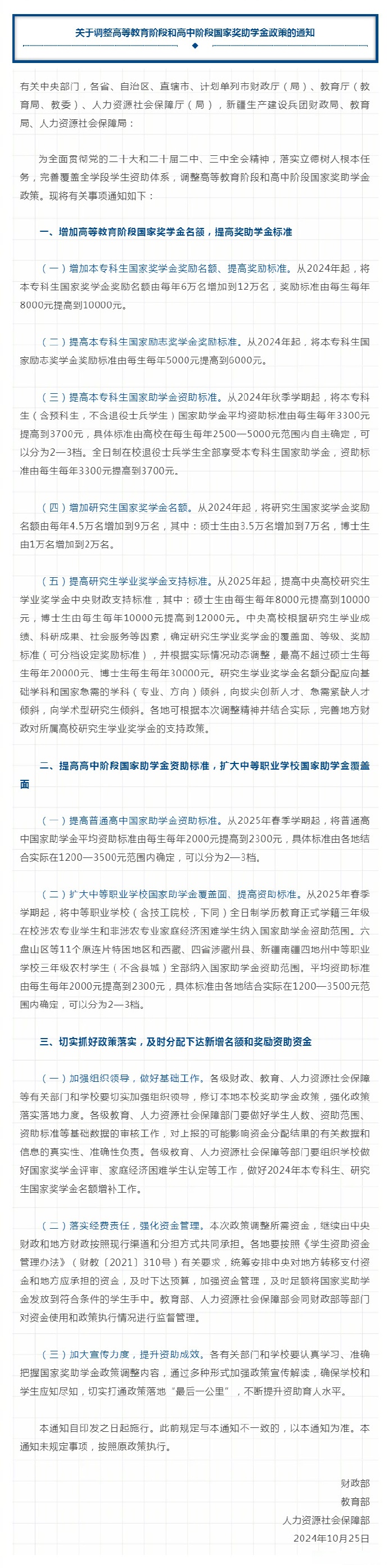 包含国家奖助学金政策迎来新变化的词条