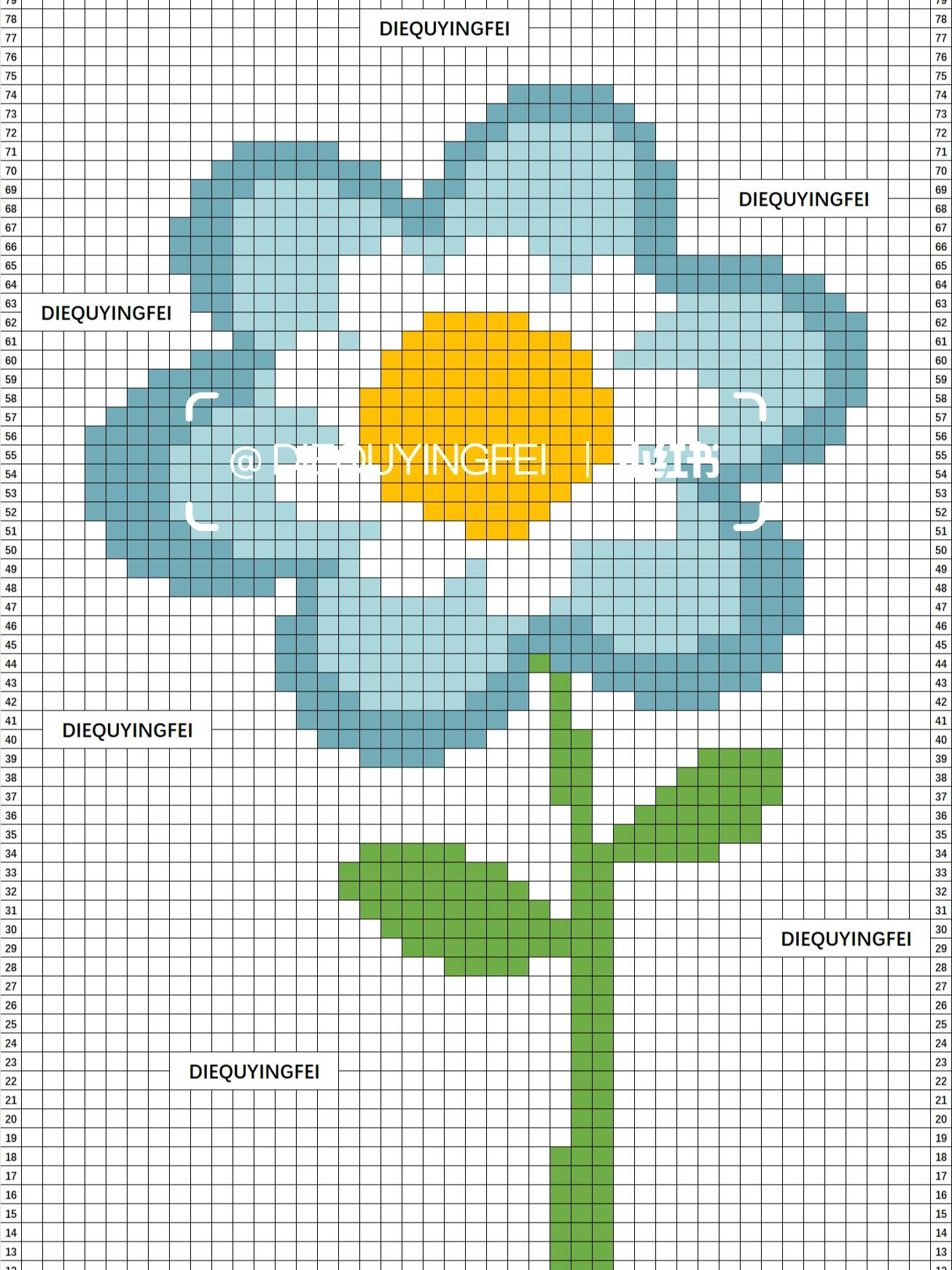棒针毛衣编织图案像素画 花朵