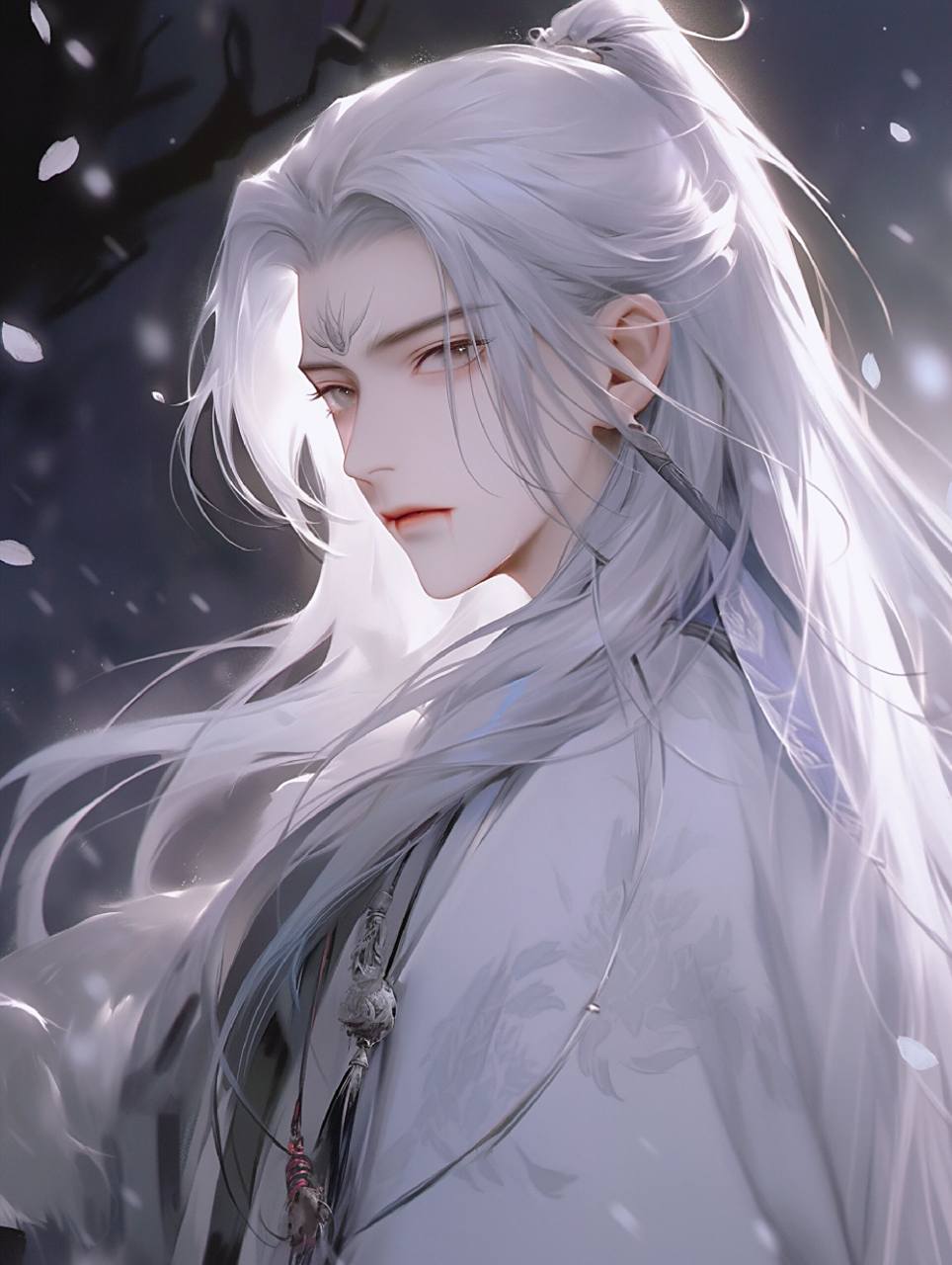 白毛控·古风白发男生头像