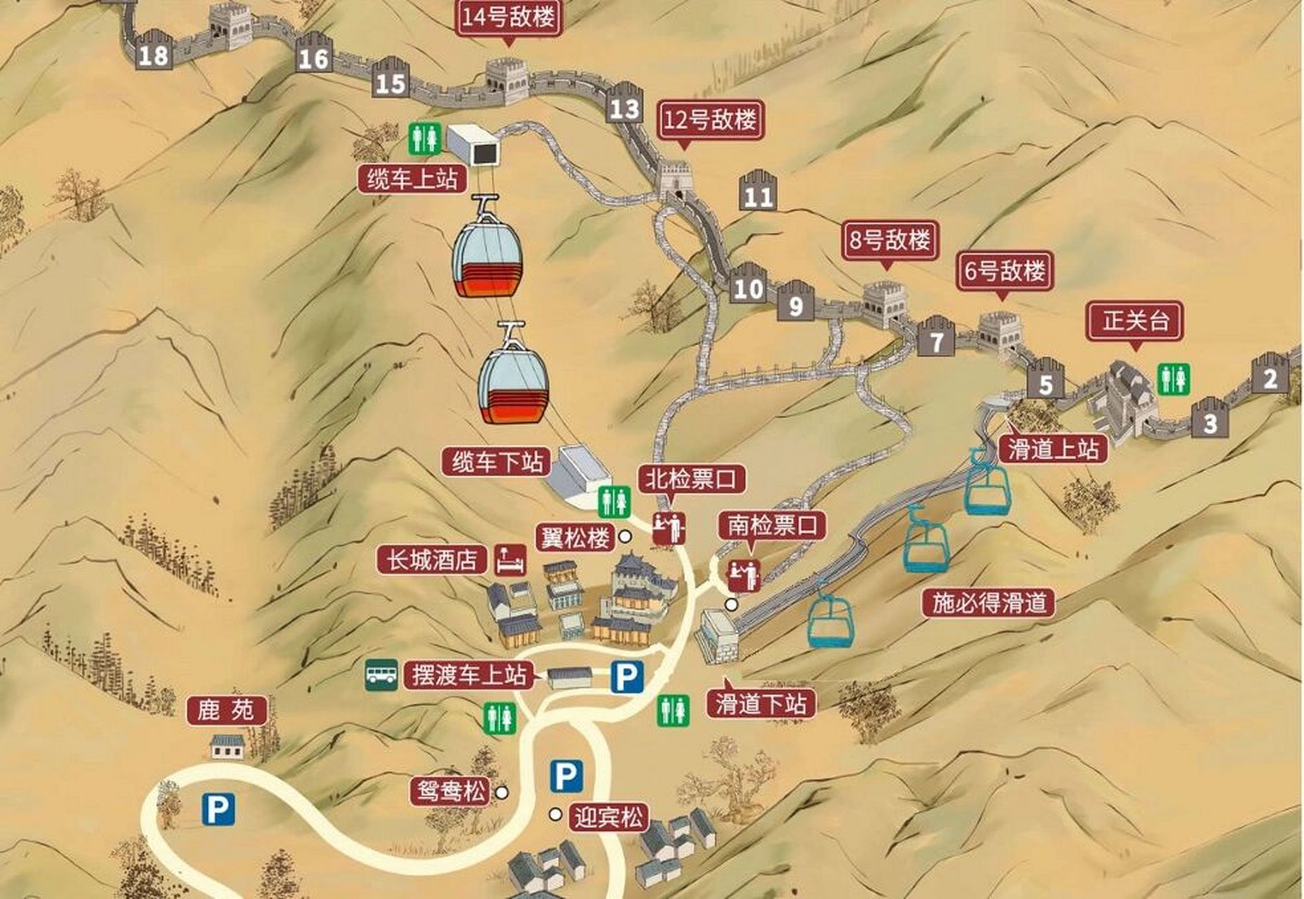 慕田峪长城 线路图图片
