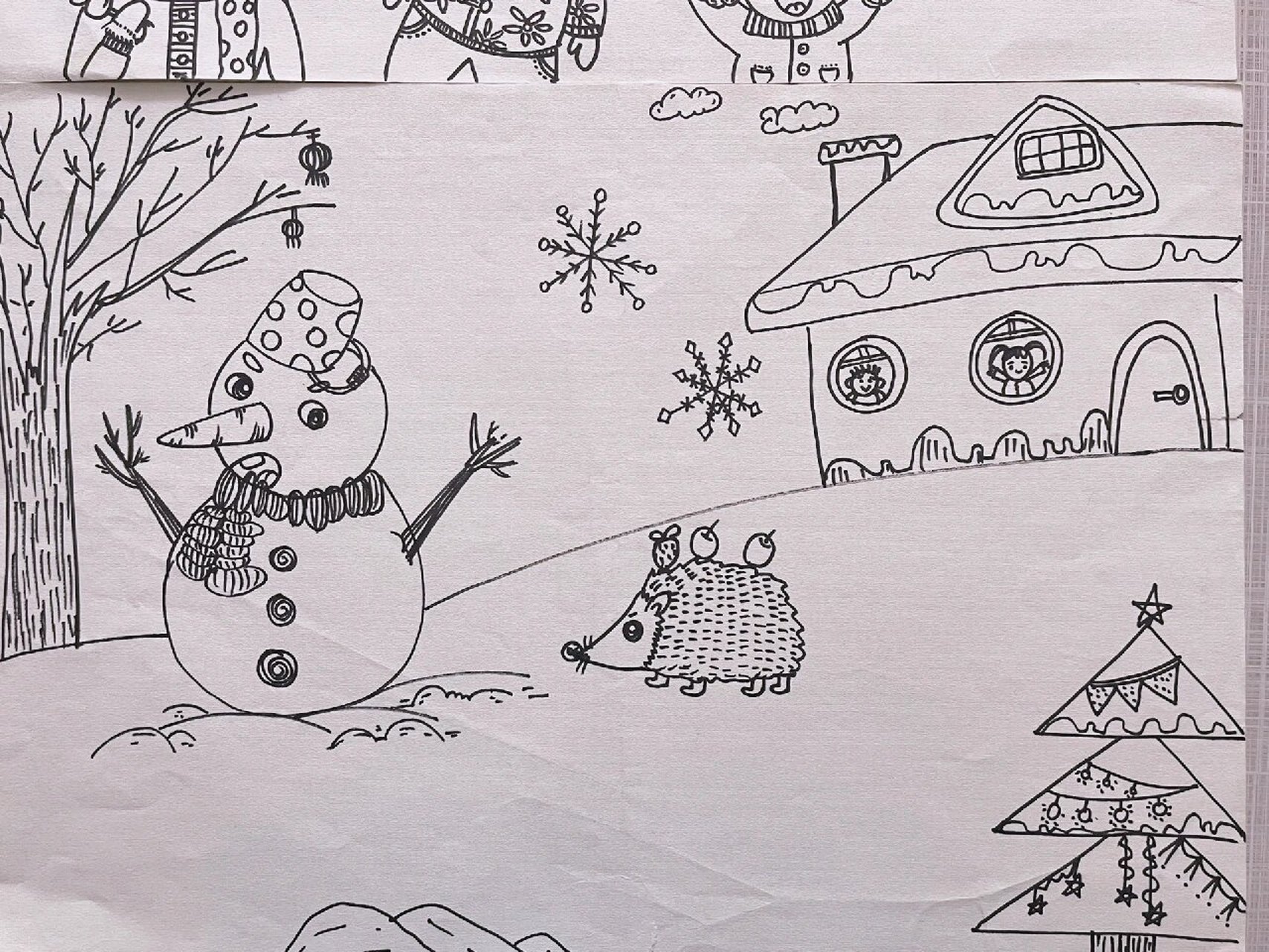 冬天打雪仗儿童画