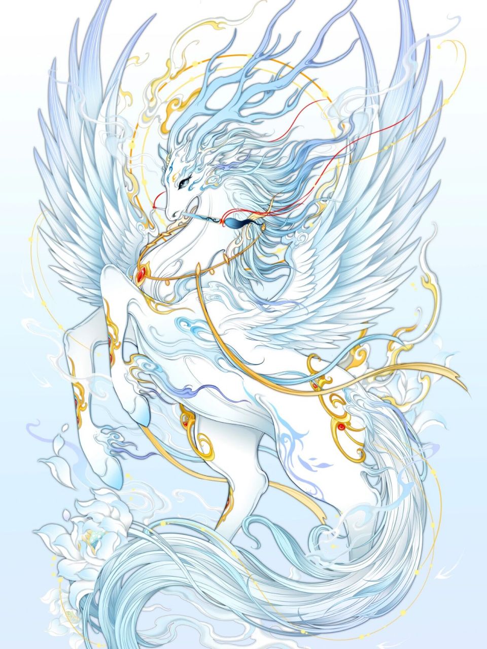 【吾乃,神兽白泽】 又再次画了白泽,超级喜欢它, 这里说一下,搬运请