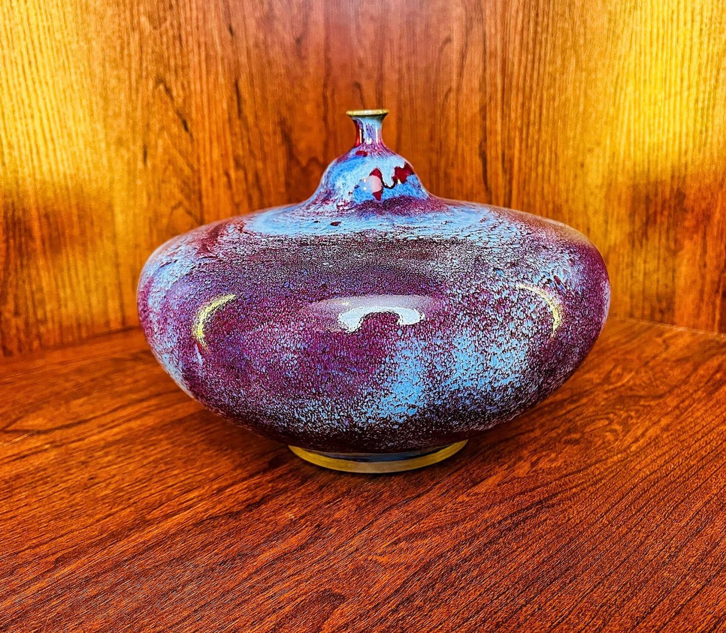 杨志作品,小口瓶 钧瓷国大师杨志作品,小口瓶,口部窑变独特#钧瓷