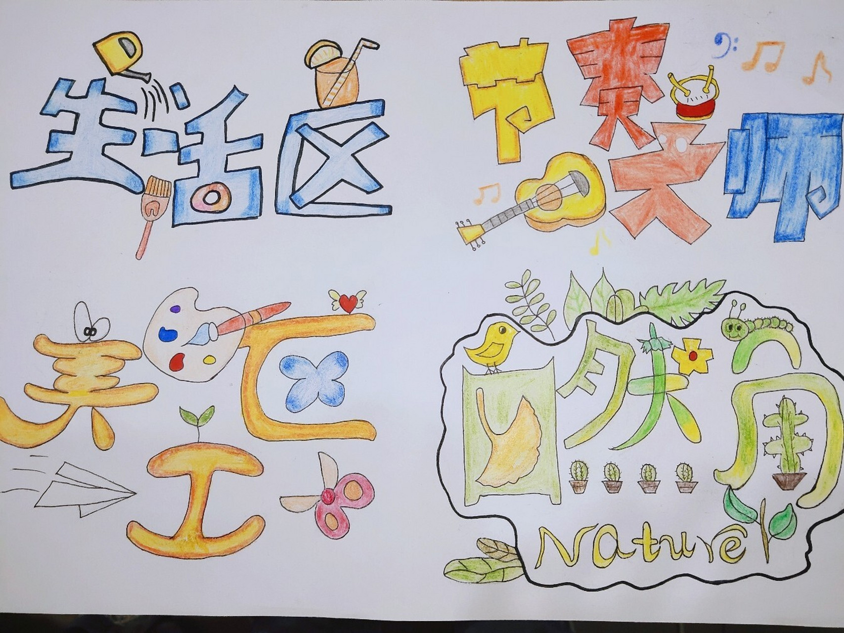 学前教育‖各种区角艺术字 适合幼儿园的区角艺术字