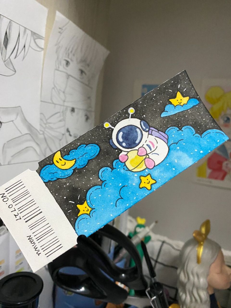 自制宇航员书签92(附过程) 这个小宇航员临摹自 哦 这次上色用了之