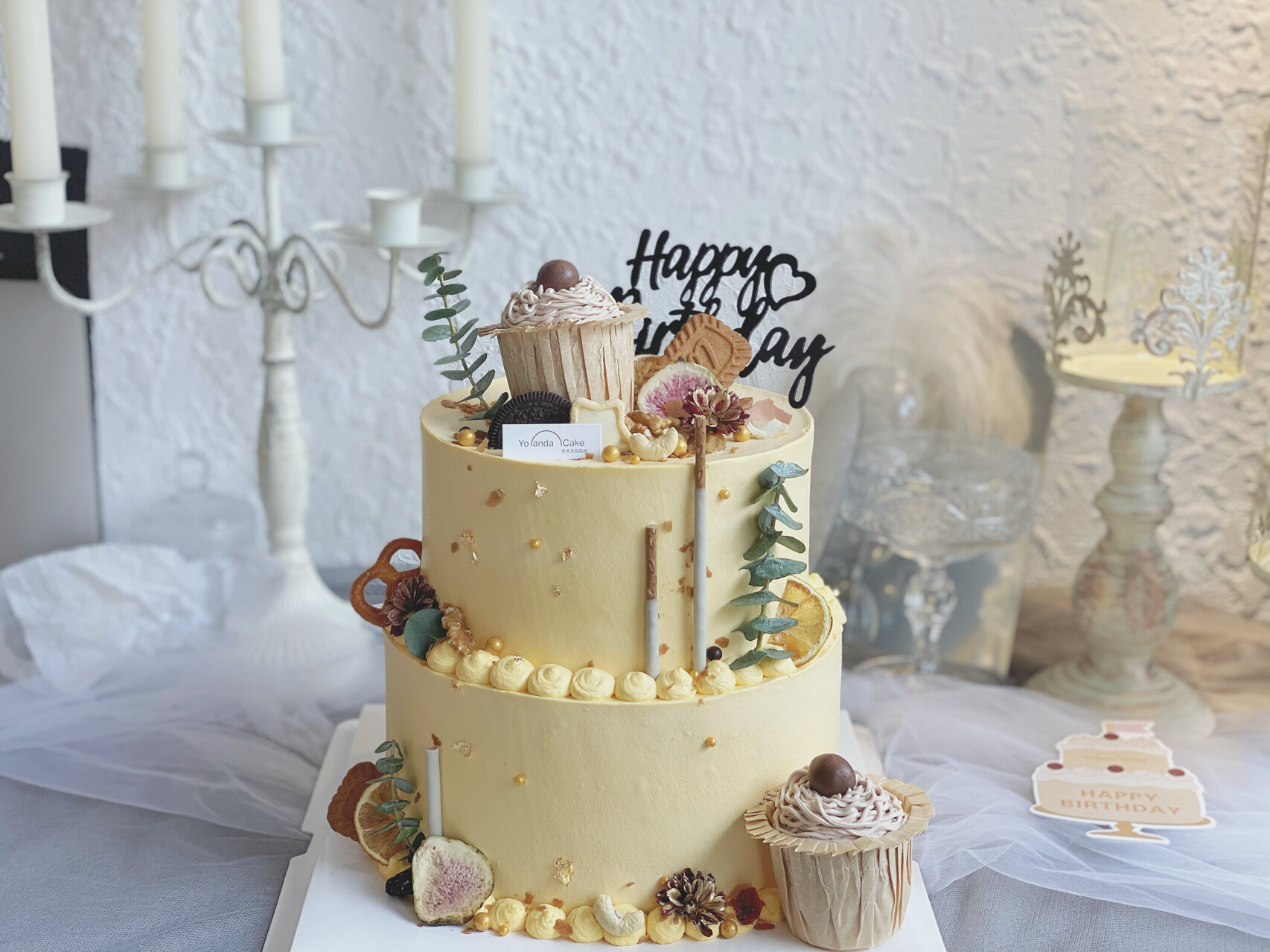 小清新森系双层蛋糕 实物更好看