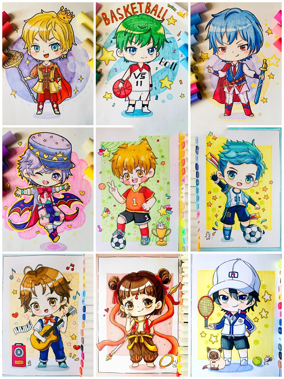 【九宫格动漫 男生素材66615】q版运动王子系列 99q版素材男生