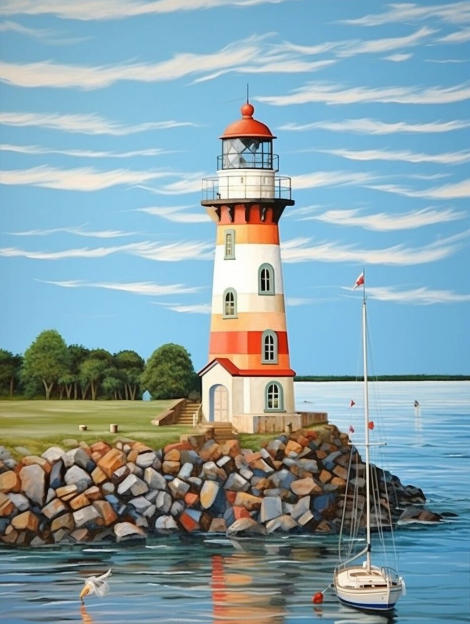 绘画素材|海边灯塔