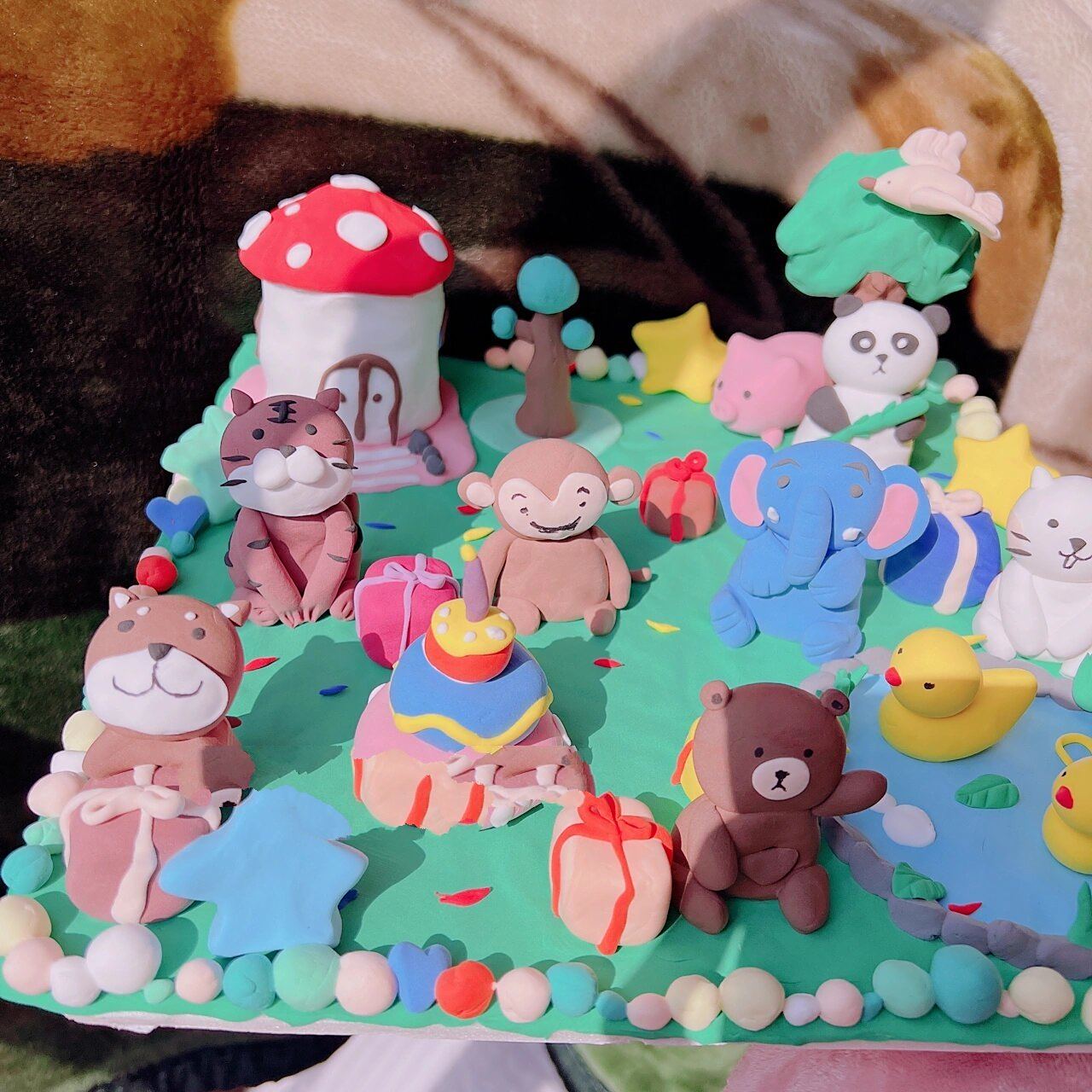 动物园小动物粘土黏土彩泥手工手作场景 尺寸:30×30cm