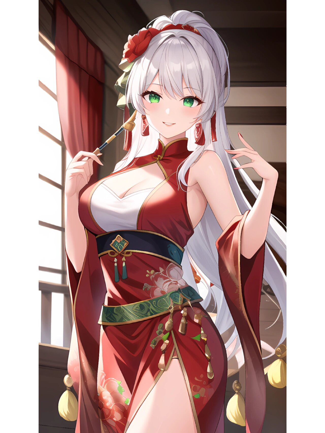 优雅高贵旗袍风,动漫二次元绘画人物