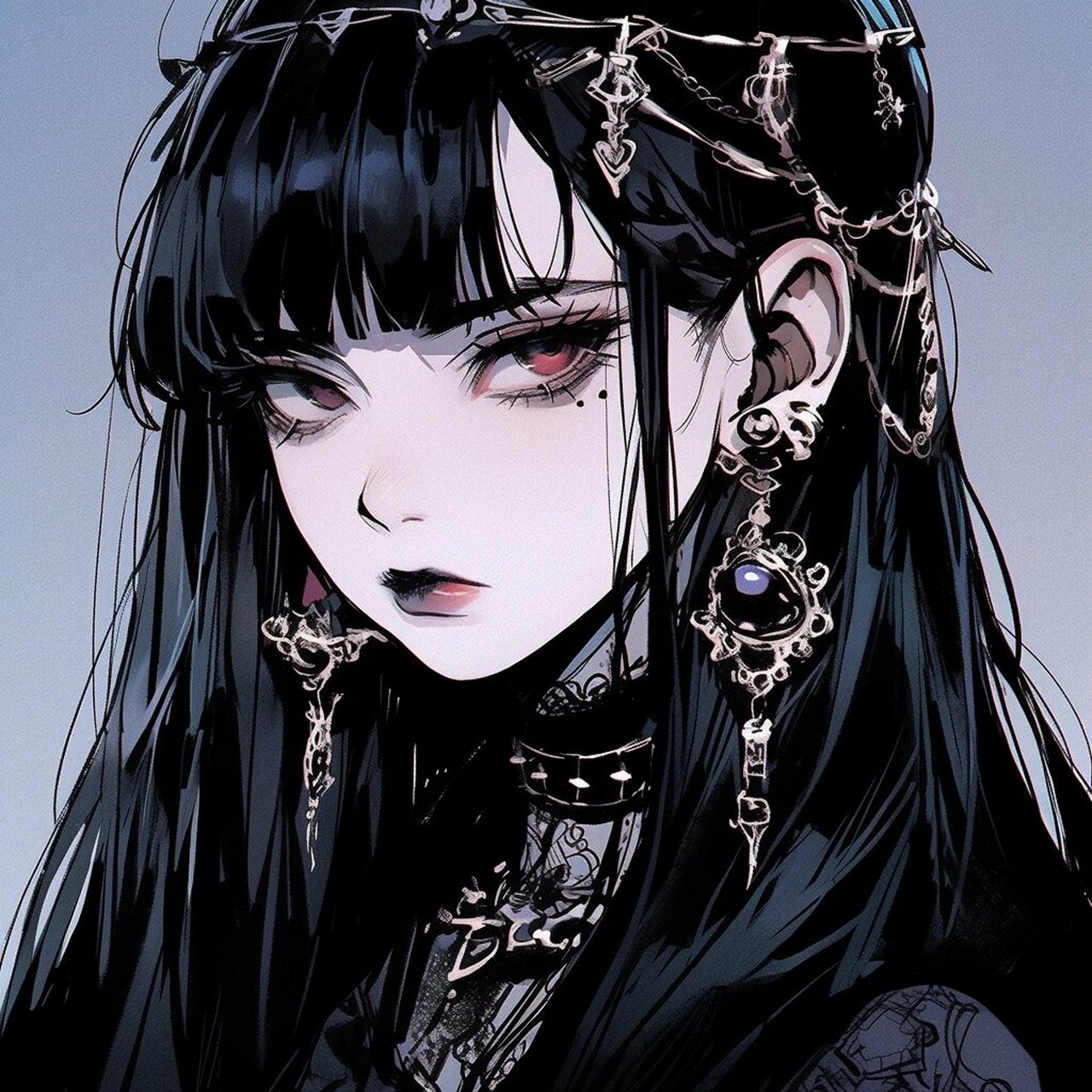 ai头像|暗黑系哥特女孩漫画头像