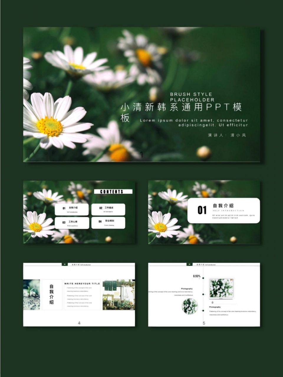 98宝藏ppt分享【116】|小清新雏菊ppt 93小清新雏菊ppt模版 93