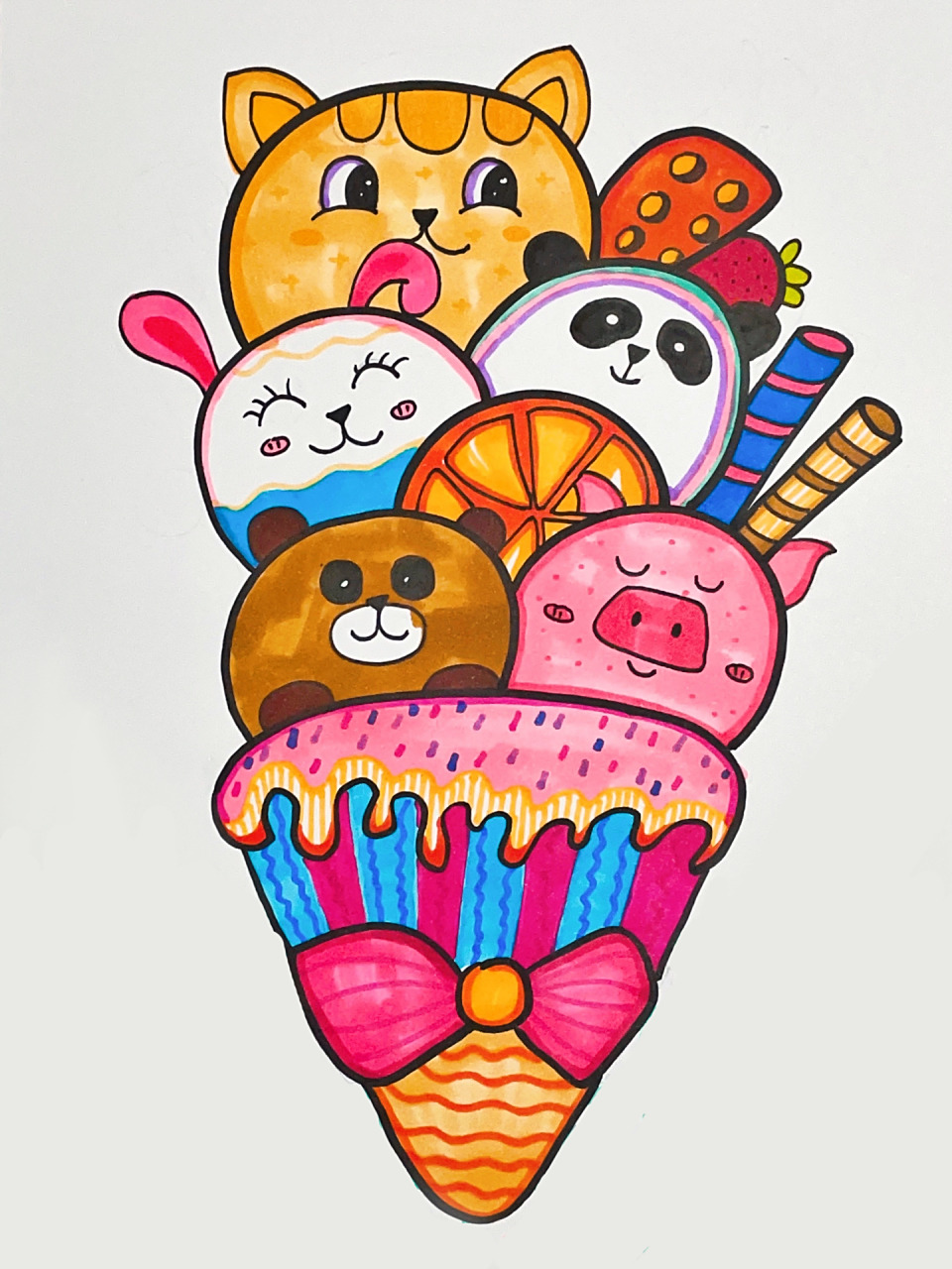 冰淇淋|创意儿童画 夏天快到了,一起来绘画美味的冰淇淋球,可可爱爱